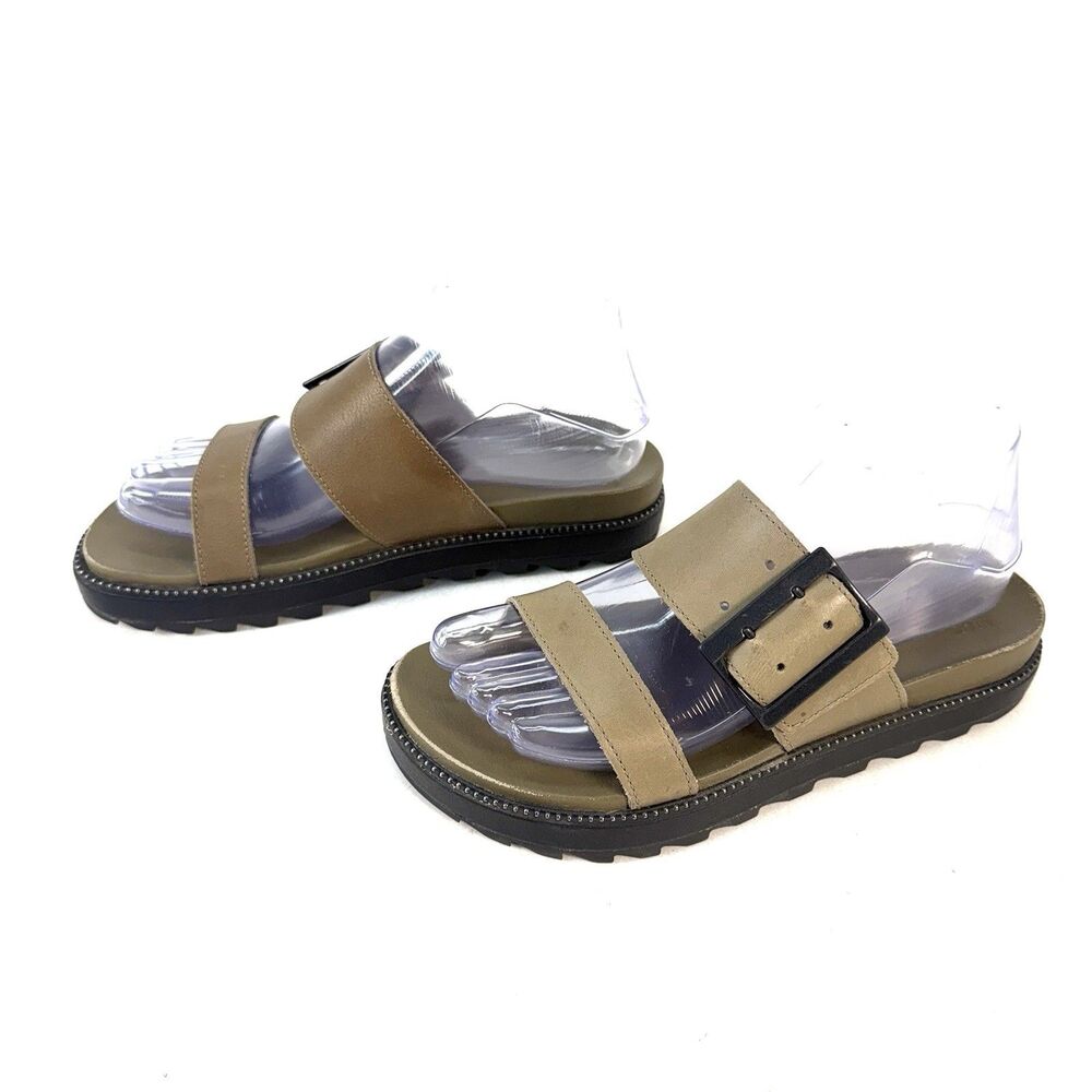Sorel Ella II Slide Sandals Women's Size 7.5 Leather Olive NL3598-365